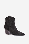 Embellished Cowboy Ankle Boots With Pointed Toes Black S.Barski HY42-121