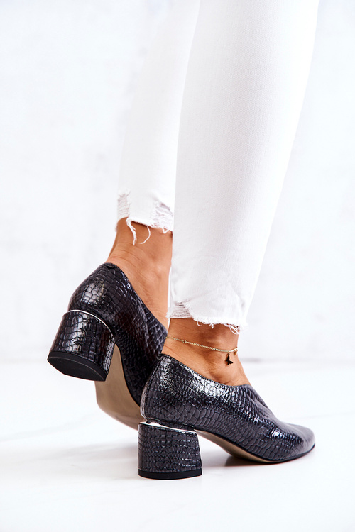 Leather snakeskin pumps Dark Grey Alissa