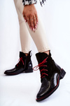 Leather Crocodile Booties Black and Red Pattern Cheyenne
