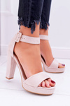 Women's Stiletto Heeled Sandals Suede Beige ShakeUp