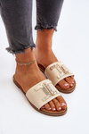 Women's Slippers with Beige Ornament Ollavia