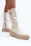 Women's Wool Leather Boots Cream Bayla