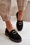 Women's eco suede moccasins with shiny detail black Avellina