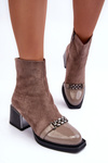 Suede Boots on a Massive Heel SBarski MR870-70 Beige