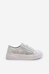 White Women's Leather Platform Sneakers S.Barski LR505