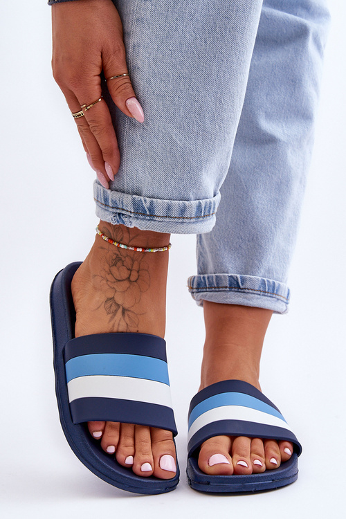 Klapki Damskie Paski Granatowe Vision PD7589