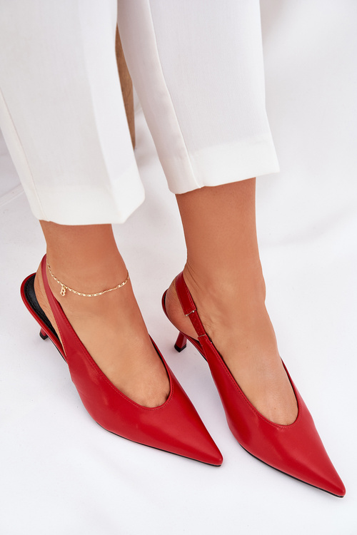 High Heels With Open Heel Eco Leather Red Aricandia