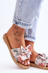 Women's Slippers With A Fabric Bow Beige Blossom