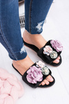 Black Women's Flip Flops With Flowers Lu Boo Bouquet