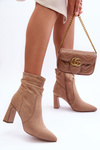 Suede Boots On Heel Beige Mellamene 