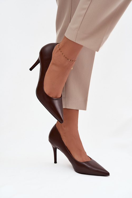 Women's High Heels Made of Eco Leather Chocolate Sivana