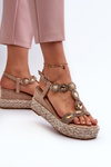 Women's Wedge Sandals with Braided Detail S.Barski MY291 Beige