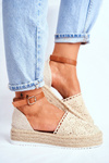 Women's Platform Flax Espadrilles Beige Palm Spring