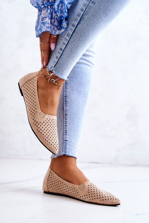 Women's openwork ballerinas Slip-on Beige Rosario