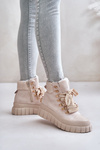 Women's Insulated Ankle Boots Platform Beige Alcyhen
