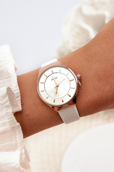 Zegarek Damski Eko Skórzany Pasek Ernest E62013L Biały