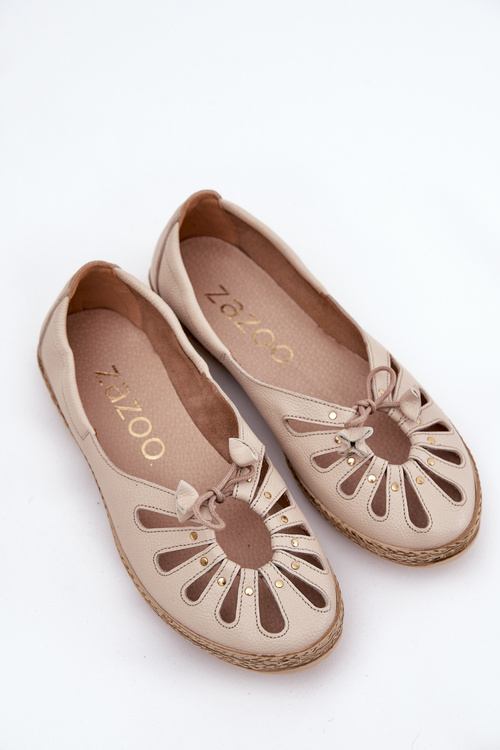 Flat Ballerinas Made Of Natural Leather Zazoo 10179 Beige