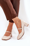 Lacquered high heels with strap and buckle beige Tammirea