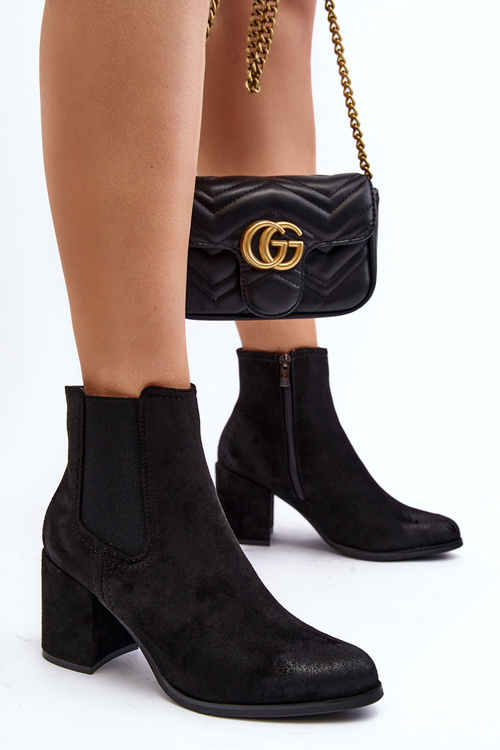 Women's Black Ankle Boots with Chunky Heel Arianti