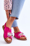 Women's Suede Sandals With Stones Fuchsia Mersea