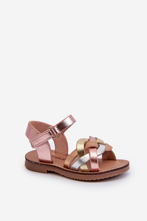 Children's Sandals with Velcro Fastening and Interwoven Straps in Multicolor Dianttha