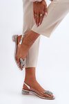 Transparent Sandals with Low Heel with Butterfly Pink Silver D&A MR38-388