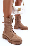 Suede Boots With Jewelry Decoration Workery Dark Beige Marx