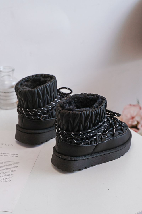 Children's Insulated Snow Boots With Thick Fur Black Nastira