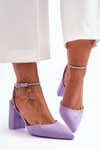 Women's Suede Pumps with Ornamental Strap Purple Lirosa 