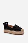 Women's Black Platform Espadrilles with Lacing and Braiding Tailesse