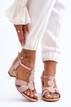 Women's Leather Low Heel Sandals Pink Riley