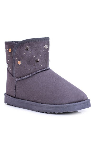 Women's Grey Warmed Boots Snow Boots Suede Biggy