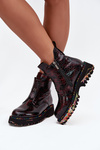 Patent Leather Women's Ankle Boots Made of Natural Leather Insulated Artiker 57C0165 Bordeaux