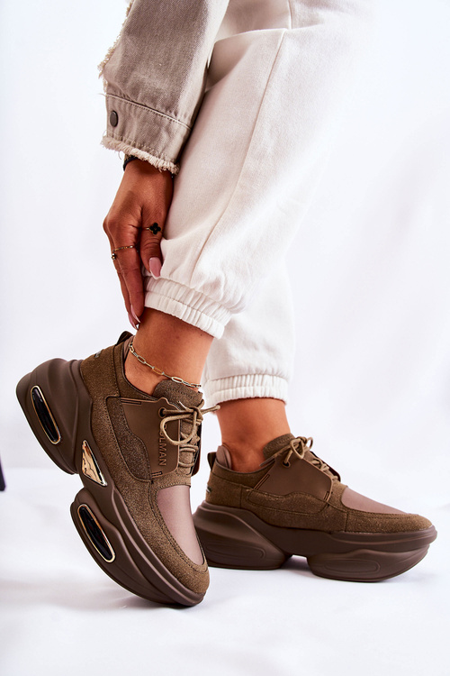 Sneakersy Sportowe Buty Damskie Khaki New Horizon