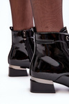 Lacquered Warm Laced Boots Black Cathrine