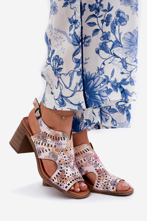 Cutout Women's Sandals On Heel Multicolor Tosine