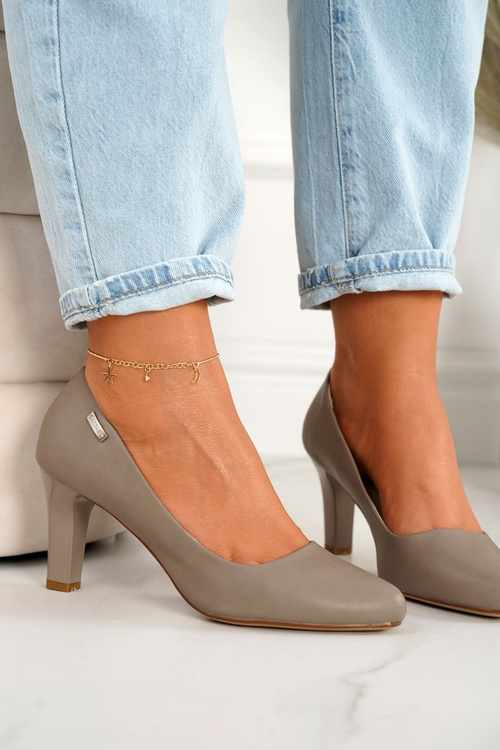 Classic Women's Pumps On A Block Heel Cappuccino Eleanor