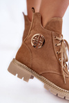 Botki Damskie Ocieplane Suwak Camel Sinem