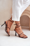 Stylish high heel sandals with straps leopard brown Saredi