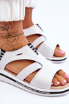 Leather Slip-on Sandals White Regio