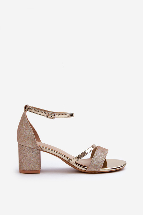 Women's Low Heel Glitter Sandals Gold Ploemis