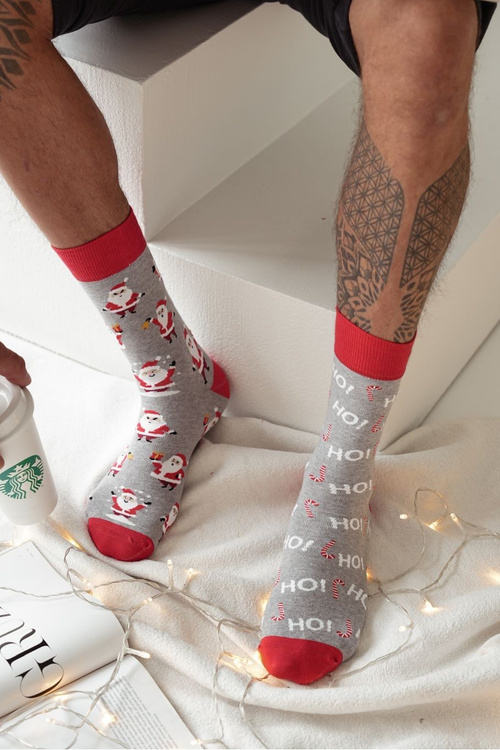 Men's Christmas Socks Santa Grey