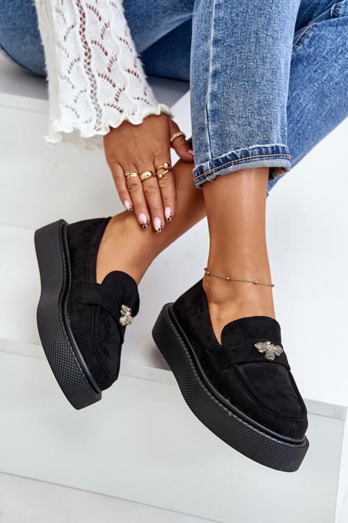 Women's Platform Moccasins Black Erithine
