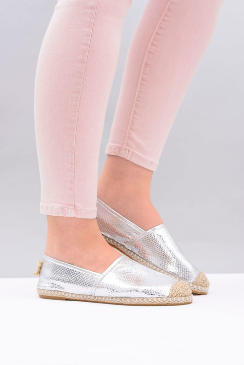 Lu Boo | Slip-on Silver Women's Espadrilles Snake Pray