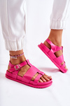 Leather Sandals On Platform fuchsia Tessy