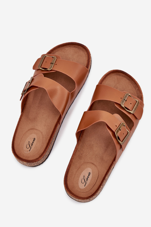 Women's sandals on cork platform with buckles Camel Vesina