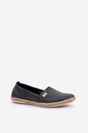 Espadryle Damskie Eleganckie Skóra Naturalna Czarne Zazoo 10177