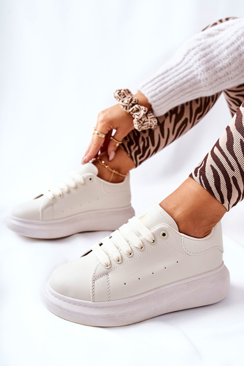 Leather Sneakers On A Platform Beige Lemmy