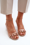 Elegant Sandals with Decorations Pink Gold D&A MR38-444