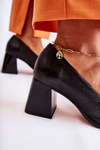 Leather Pumps With Chain Laura Messi 2515 Black